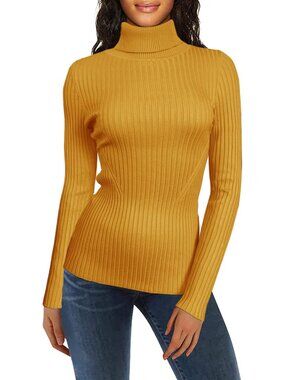 Turtleneck Ribbed Sweaters for Women Cute Sexy Knitted Warm Fitted Sweater